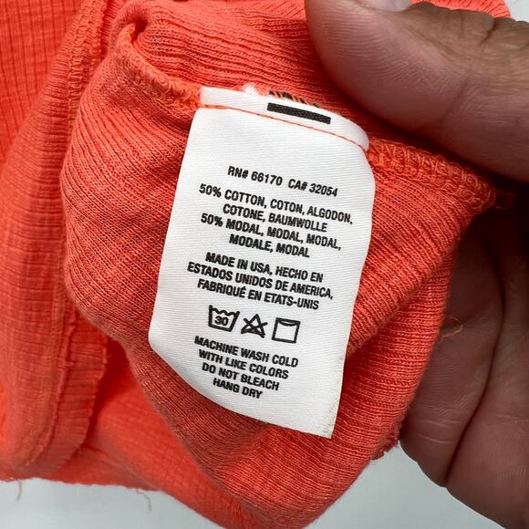 Michael Stars Boxy Cut Oversized Short Sleeve Scoop Neck Shirt Women's OS Orange - Picture 6 of 6